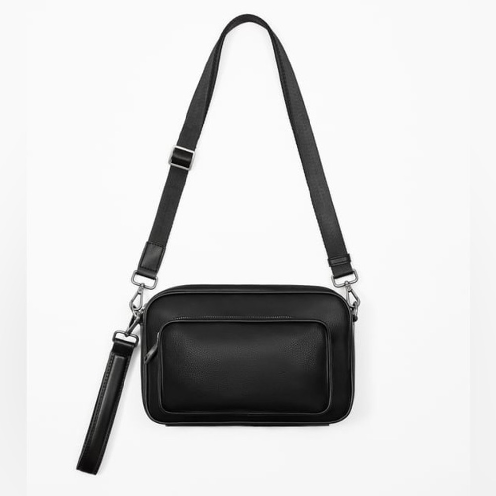 NWT. Zara Man Black Monochrome Crossbody Bag.
